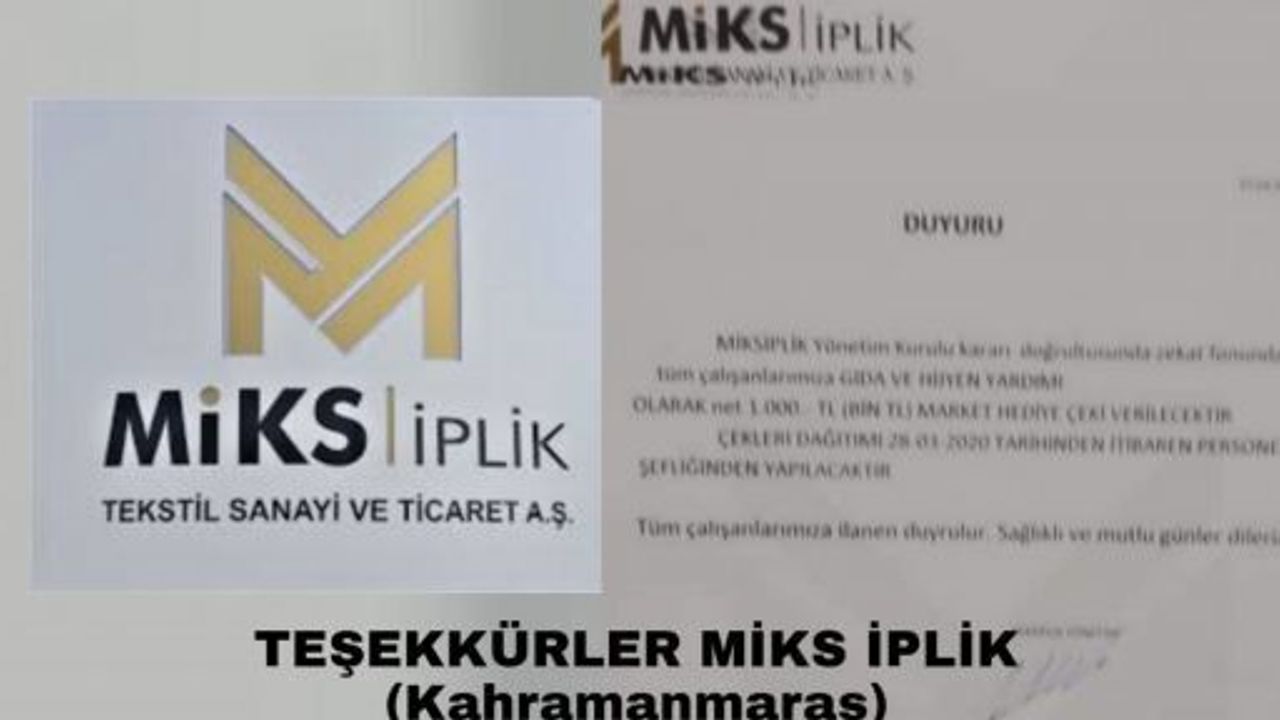 ÖRNEK FABRİKA: PERSONELE 1.000 TL GIDA VE HİJYEN DESTEĞİ!