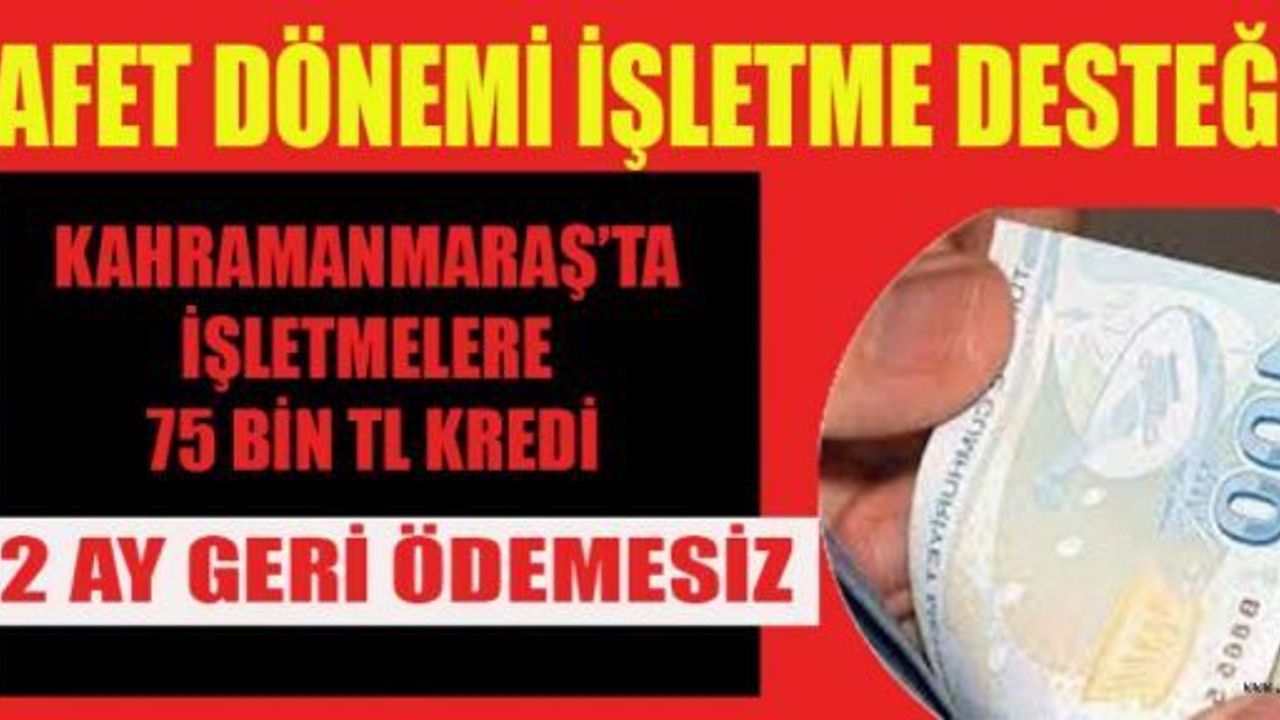 İŞLETMELERE 75 BİN LİRAYA KREDİ DESTEĞİ