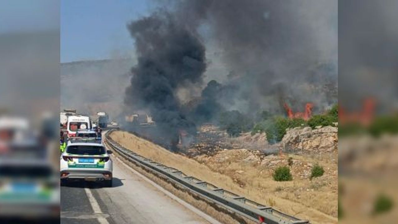 KAZA YAPAN TIR ALEV TOPUNA DÖNDÜ