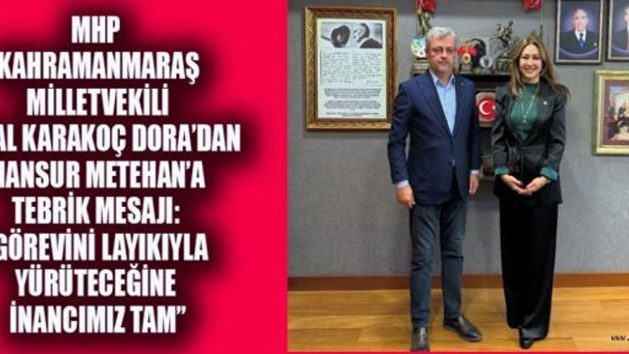 ZUHAL KARAKOÇ DORA’DAN MANSUR METEHAN’A TEBRİK