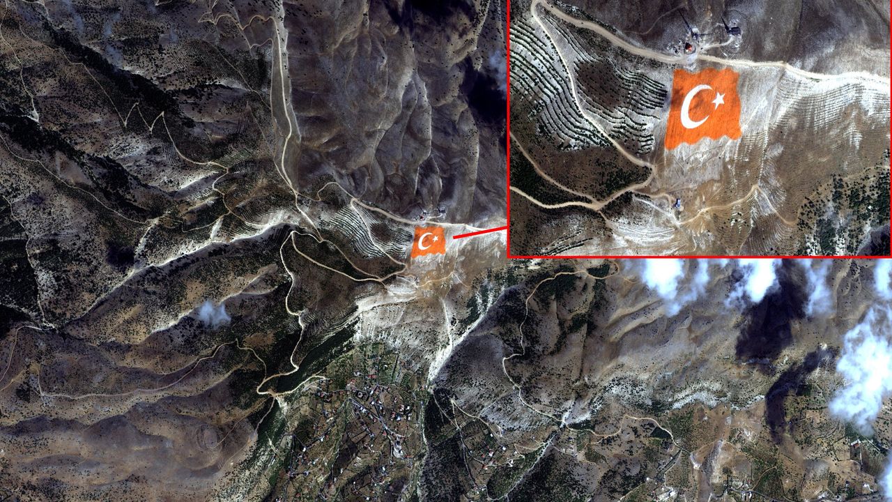 DÜNYANIN EN BÜYÜK TÜRK BAYRAĞI UZAYDAN GÖRÜNTÜLENDİ