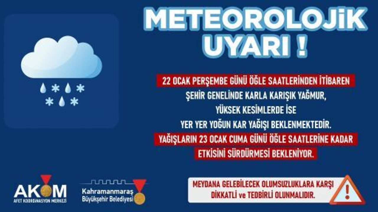 22 OCAK’TA KAR YAĞIŞI BEKLENİYOR!