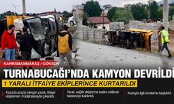 KAMYON DEVRİLDİ: 1 YARALI