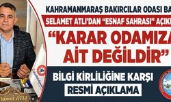 BAKIRCILAR ODASI BAŞKANI ATLI'DAN AÇIKLAMA