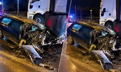 ÇARPAN OTOMOBİL HURDAYA DÖNDÜ