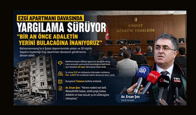 EZGİ APARTMANI DAVASI 6 TEMMUZ'A KALDI