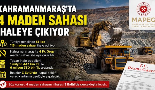 İHALEYE ÇIKACAK MADEN SAHALARI
