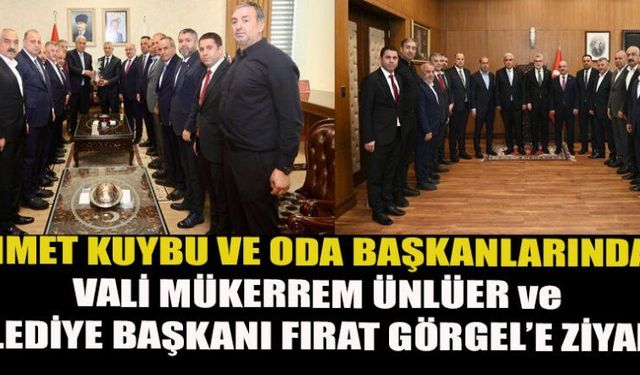 39. AHİLİK HAFTASINDA ESNAF TEMSİLCİLERİNDEN VALİ ÜNLÜER VE BAŞKAN GÖRGEL’E ZİYARET