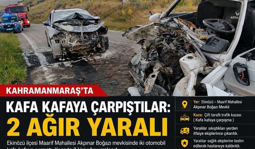 İKİ OTOMOBİL ÇARPIŞTI: 2 AĞIR YARALI