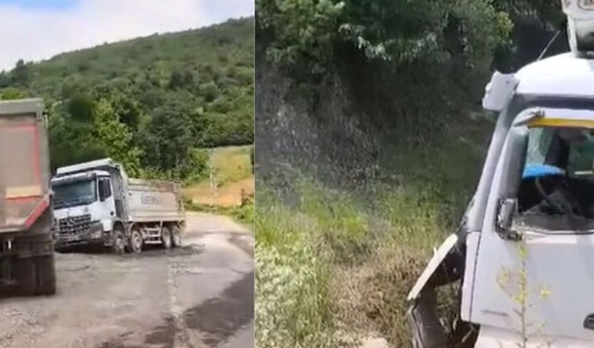İKİ KAMYON ÇARPIŞTI: 2 YARALI