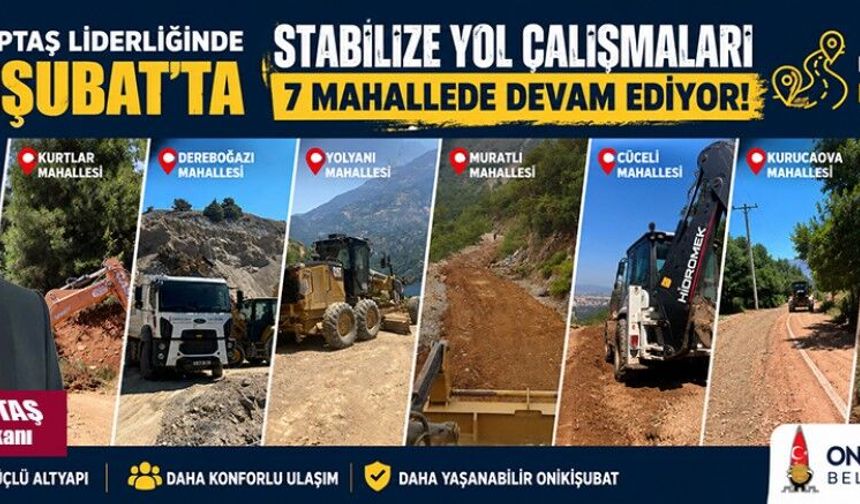 ONİKİŞUBAT'TA 7 MAHALLEDE YOL SEFERBERLİĞİ SÜRÜYOR