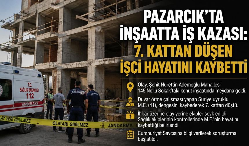 İNŞAATTA İŞ KAZASI, 1 ÖLÜ
