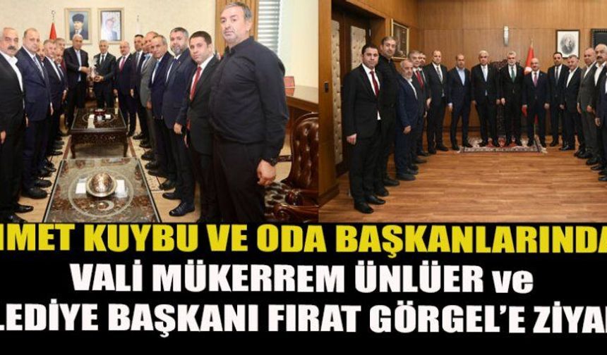 39. AHİLİK HAFTASINDA ESNAF TEMSİLCİLERİNDEN VALİ ÜNLÜER VE BAŞKAN GÖRGEL’E ZİYARET