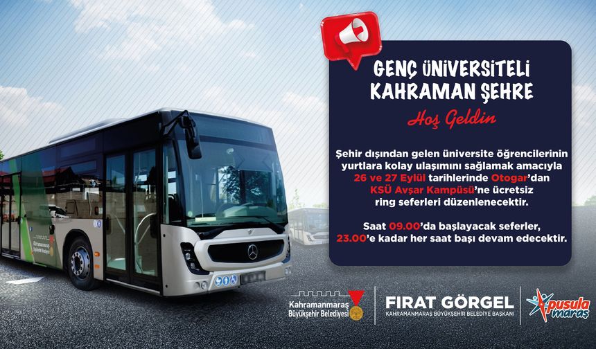 ÜNİVERSİTELİLER İÇİN OTOGARDAN ÜCRETSİZ RİNG DESTEĞİ
