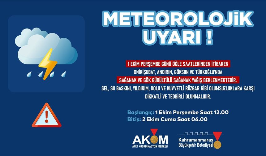 4 İLÇEDE SAĞANAK YAĞIŞ UYARISI!
